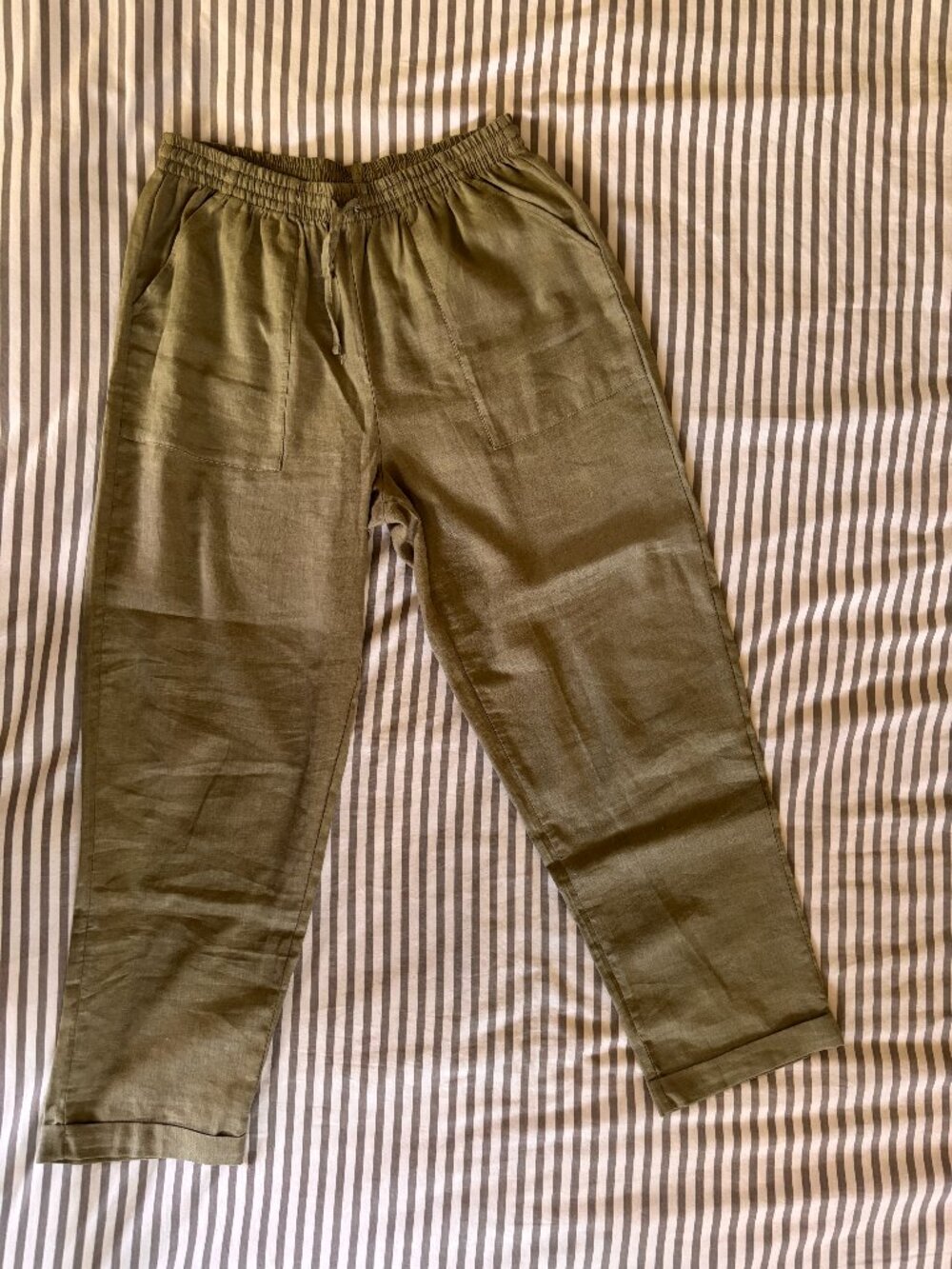 Calzedonia Linen Viscose Palazzo Pants Sage Green S NWOT